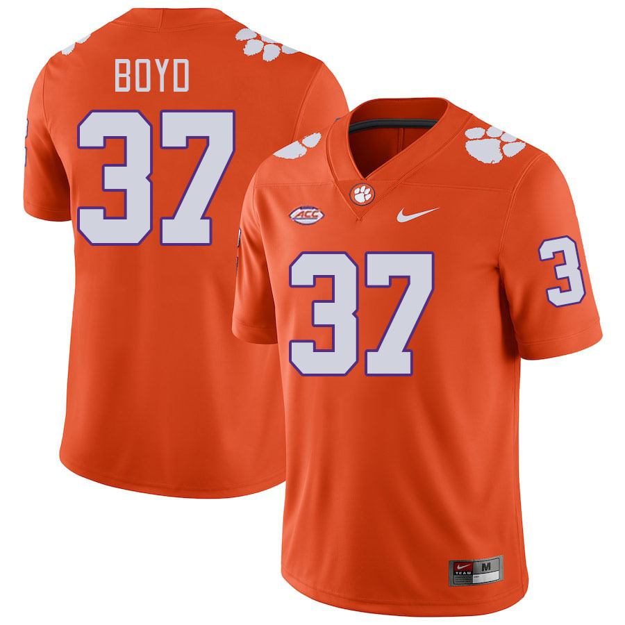 Men's Clemson Tigers Liam Boyd #37 College Orange NCAA Authentic Football Stitched Jersey 23YM30GX